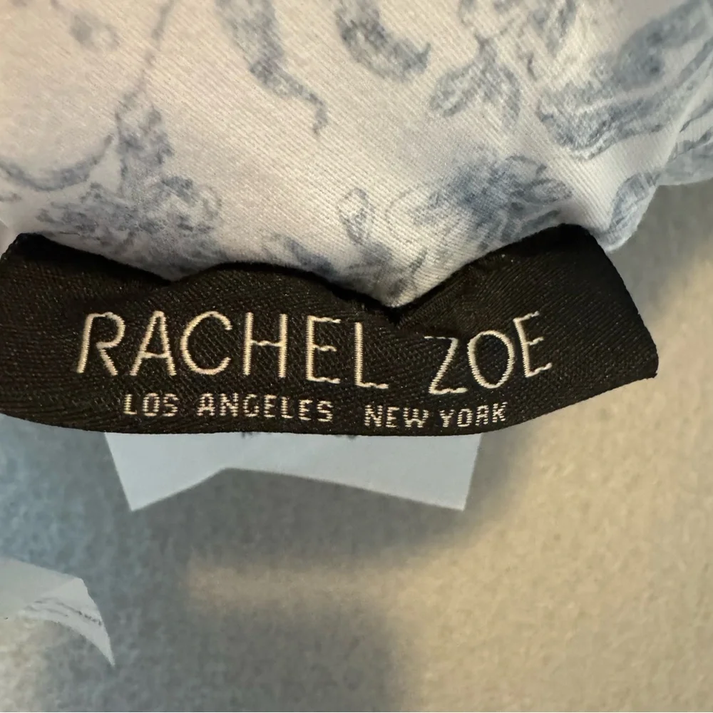 Rachel Zoe Elegant Blue and White Shabby Chic Round Pillow W/Bow‎